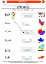 English Language Arts - Kindergarten - Worksheet: Word Study