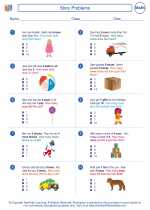 Mathematics - First Grade - Worksheet: Story Problems