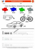 English Language Arts - Kindergarten - Worksheet: Complete the Sentence