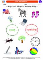 Science - Kindergarten - Worksheet: Living and Nonliving