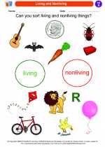 Science - Kindergarten - Worksheet: Living and Nonliving