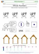 Mathematics - Kindergarten - Worksheet: Whole Numbers 1