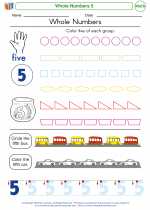Mathematics - Kindergarten - Worksheet: Whole Numbers 5
