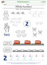 Mathematics - Kindergarten - Worksheet: Whole Numbers 2