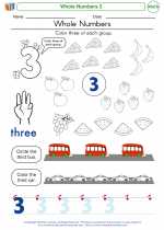 Mathematics - Kindergarten - Worksheet: Whole Numbers 3