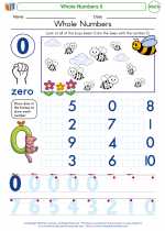 Mathematics - Kindergarten - Worksheet: Whole Numbers 0