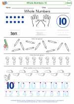Mathematics - Kindergarten - Worksheet: Whole Numbers 10
