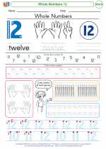 Mathematics - Kindergarten - Worksheet: Whole Numbers 12