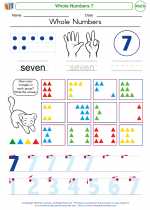 Mathematics - Kindergarten - Worksheet: Whole Numbers 7