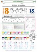 Mathematics - Kindergarten - Worksheet: Whole Numbers 18