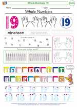 Mathematics - Kindergarten - Worksheet: Whole Numbers 19