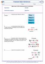 Mathematics - Fourth Grade - Vocabulary: Evaluate Open Sentences