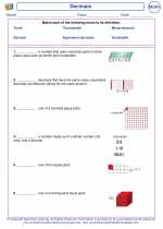 Mathematics - Fourth Grade - Vocabulary: Decimals
