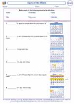 Mathematics - First Grade - Vocabulary: Days of the Week