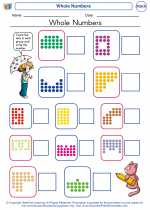 Mathematics - Kindergarten - Worksheet: Whole Numbers