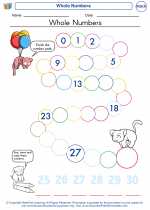 Mathematics - Kindergarten - Worksheet: Whole Numbers