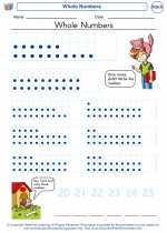 Mathematics - Kindergarten - Worksheet: Whole Numbers