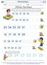 Mathematics - Kindergarten - Worksheet: Whole Numbers
