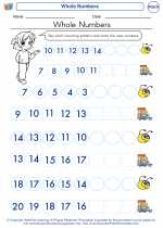 Mathematics - Kindergarten - Worksheet: Whole Numbers