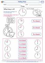 Mathematics - First Grade - Worksheet: Telling Time