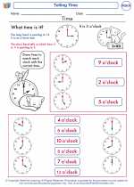 Mathematics - First Grade - Worksheet: Telling Time