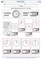 Mathematics - First Grade - Worksheet: Telling Time