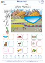 Mathematics - Kindergarten - Worksheet: Whole Numbers