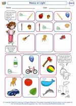 Mathematics - Kindergarten - Worksheet: Heavy or Light