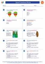 English Language Arts - Sixth Grade - Worksheet: Signal/Transitional Words