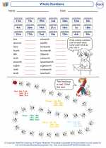 Mathematics - Kindergarten - Worksheet: Whole Numbers