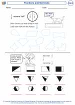 Mathematics - First Grade - Worksheet: Fractions and Decimals