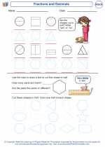 Mathematics - First Grade - Worksheet: Fractions and Decimals