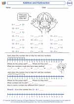 Mathematics - Kindergarten - Worksheet: Addition and Subtraction