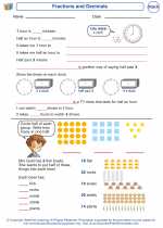 Mathematics - Kindergarten - Worksheet: Fractions and Decimals