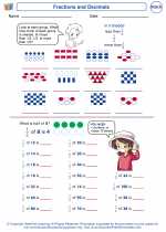 Mathematics - Kindergarten - Worksheet: Fractions and Decimals