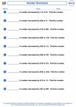 Mathematics - Fourth Grade - Worksheet: Number Problems