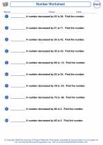 Mathematics - Fourth Grade - Worksheet: Number Problems