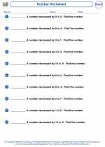 Mathematics - Fourth Grade - Worksheet: Number Problems