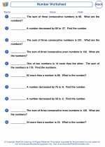 Mathematics - Fourth Grade - Worksheet: Number Problems