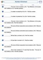 Mathematics - Fourth Grade - Worksheet: Number Problems