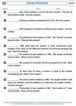 Mathematics - Fifth Grade - Worksheet: Number Problems