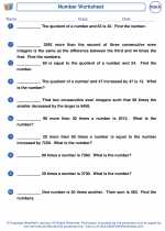 Mathematics - Fifth Grade - Worksheet: Number Problems