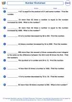 Mathematics - Fifth Grade - Worksheet: Number Problems