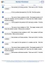 Mathematics - Sixth Grade - Worksheet: Number Problems