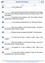 Mathematics - Sixth Grade - Worksheet: Number Problems
