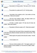 Mathematics - Sixth Grade - Worksheet: Number Problems