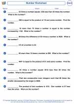 Mathematics - Sixth Grade - Worksheet: Number Problems