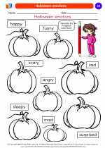 Social Studies - Kindergarten - Worksheet: Halloween emotions