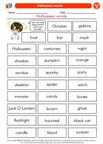 English Language Arts - First Grade - Worksheet: Halloween words