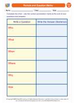 English Language Arts - First Grade - Worksheet: Periods and Question Marks